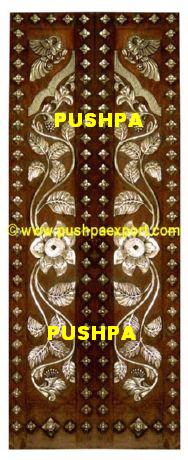 Floral Door In Silver and Wood Polished